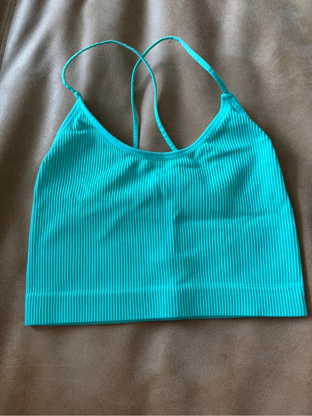 Colsie Ribbed Turquoise Strappy Sports Bralette